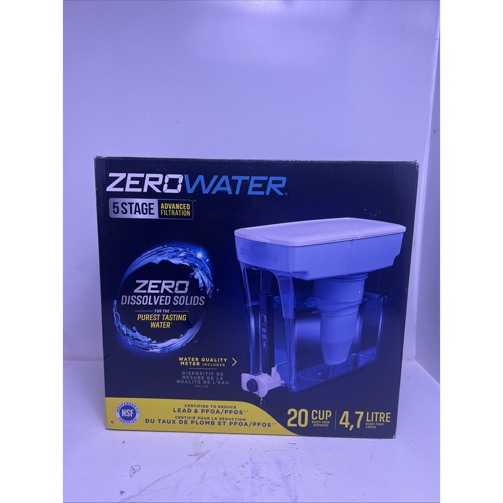ZeroWater 20 Cup Ready-Pour Water Filter Dispenser 5 Stage TDS Meter NEW/ SEALED